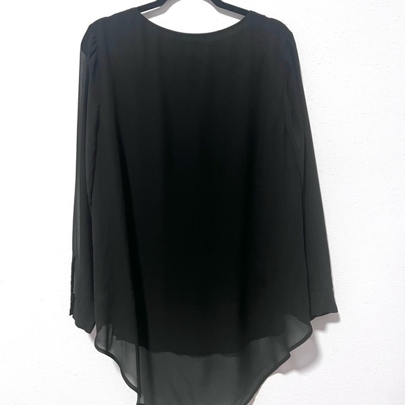 Torrid Black hi low chiffon sheer, Long Sleeve Blouse 1 - Picture 6 of 8